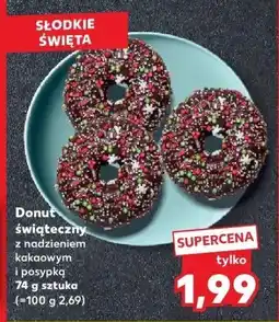 Kaufland Donut Donut świąteczny z nadzieniem kakaowym posypka Kaufland oferta