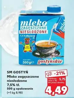 Kaufland Mleko SM GOSTYŃ Mleko zagęszczone niesłodzone 7,5% tł. SM Gostyń oferta