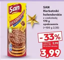 Kaufland Herbatniki holenderskie SAN z czekoladą oferta