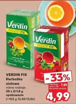 Kaufland Herbatka ziołowa VERDIN FIX różne rodzaje oferta