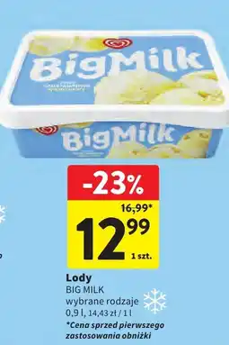 Intermarche Lody BIG MILK wybrane rodzaje oferta