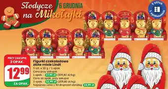 Figurki czekoladowe złote misie Lindt