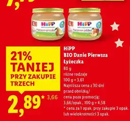 Lidl Danie HiPP BIO Danie Pierwsza Łyżeczka różne rodzaje oferta