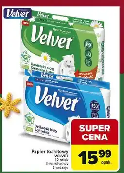 Carrefour Papier toaletowy delikatnie biały Velvet oferta