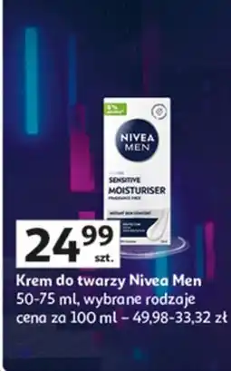 Auchan Krem do twarzy łagodzący nawilżający Nivea Men Sensitive oferta