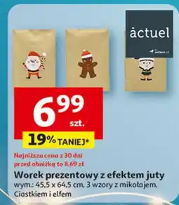 Auchan Worek prezentowy z juty mikołaj 45.5 x 64.5 cm Actuel oferta