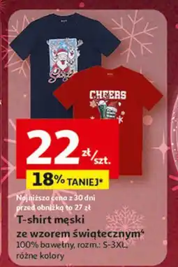 Auchan T-shirt męski z nadrukiem świątecznym s-3xl oferta