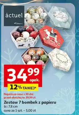 Auchan Bombki papierowe w pudełku 7.5 cm Actuel oferta