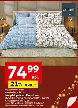 Auchan Komplet pościeli z flaneli 220 x 200 cm + 2x 70 80 Actuel oferta