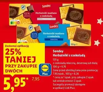 Lidl Sondey Herbatniki z czekoladą oferta