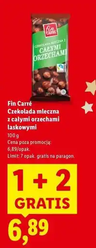 Lidl Fin Carre Czekolada mleczna z całymi orzechami laskowymi oferta