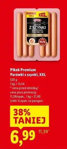 Lidl Pikok Premium parówki z szynki, XXL oferta