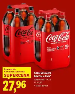 Lidl Coca-Cola Zero lub Coca-Cola, czteropak, 4x2 L oferta