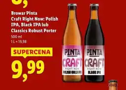 Lidl Browar Pinta IPA, Black IPA lub Cassics Robust Porter oferta
