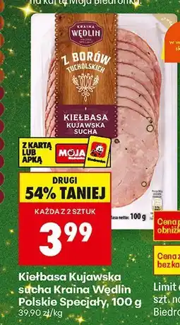 Biedronka Kiełbasa Kujawska sucha Polskie Specjały Kraina Wędlin oferta