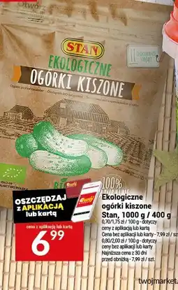 Twój Market Ogórki kiszone ekologiczne Stan, 1 kg / 400 g oferta