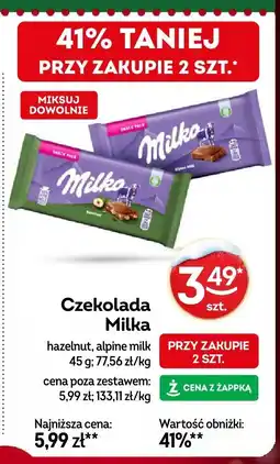 Żabka Czekolada Milka hazelnut, alpine milk oferta
