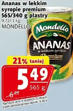 Prim Market Ananas w lekkim syropie premium 565/340 g plastry MONDELLO oferta