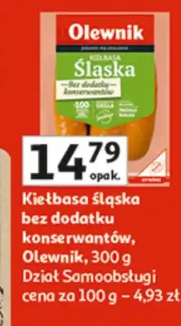 Auchan Kiełbasa śląska bez dodatku konserwantów Olewnik 300 g oferta
