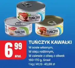 Chorten Tuńczyk kawałki w sosie własnym, w oleju roślinnym, w zalewie z oliwą z oliwek 160-170 g, Graal oferta