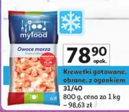 Auchan Krewetki gotowane, obrane, z ogonem 31/40, 800 g myfood oferta