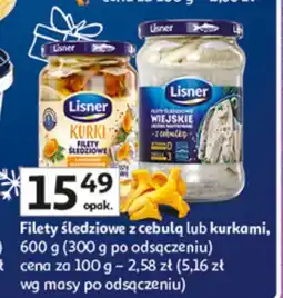 Auchan Filety śledziowe z cebuli lub burkami Lisner oferta