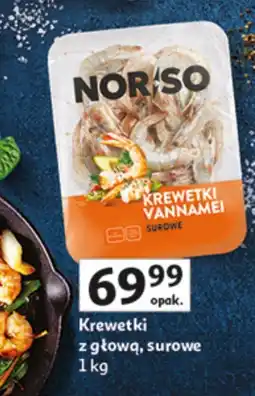 Auchan Krewetki z głową surowe Norso oferta