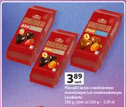 Auchan Pierniki serca z nadzieniem bakaliowym lub truskawkowym Lambertz 150 g oferta
