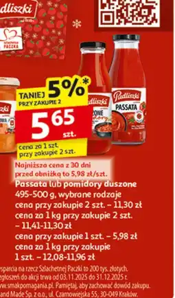 Auchan Passata lub pomidory duszone Pudliszki oferta