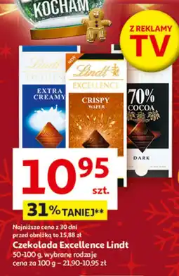 Auchan Czekolada Excellence Lindt 90-100 g, wybrane rodzaje oferta