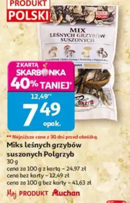 Auchan Miks leśnych grzybów suszonych Polgrzyb oferta