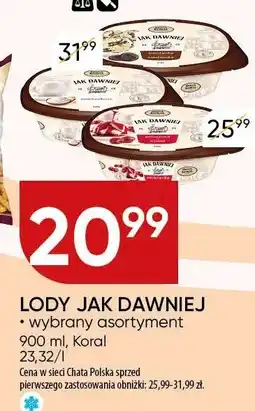 Chata Polska Lody jak dawniej wybrany asortyment Koral oferta