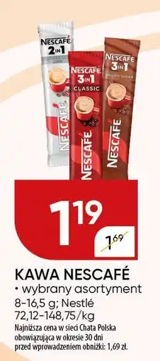 Chata Polska Kawa Nescafé wybrany asortyment 3in1 Nestle oferta