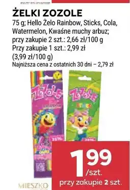 Stokrotka Żelki Zozole Hello, Żelo Rainbow, Sticks, Cola, Watermelon, Kwasne muchy arbuz oferta