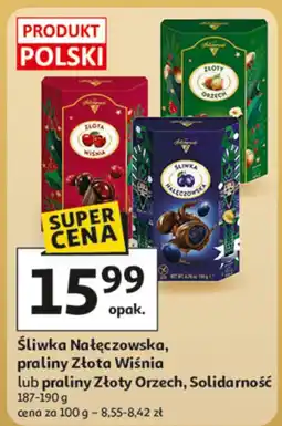 Auchan Śliwka Nałęczowska, praliny Złota Wiśnia lub praliny Orzech, Solidarność Auchan oferta