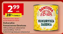 Auchan Kukurydza konserwowa Dawtona, 400 g (230 g netto słodka kukurydza) oferta