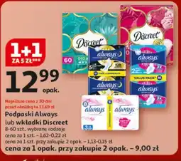 Auchan Podpaski Always lub wkładki Discreet oferta