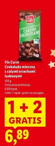 Lidl Czekolada mleczna z całymi orzechami laskowymi Fin Carré oferta
