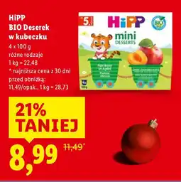 Lidl Deserek BIO w kubeczku różne rodzaje HiPP oferta