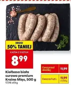 Biedronka Kiełbasa biała surowa premium Kraina Mięs oferta