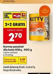 Biedronka Karma dla kota z sercami drobiowymi i kaszą gryczaną Kitty oferta