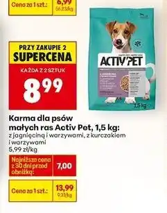 Biedronka Karma dla psa z kurczakiem i warzywami małe rasy Activ Pet oferta