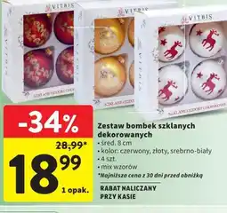 Intermarche Bombki szklane dekerowane 8 cm Vitbis oferta