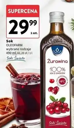 Intermarche Sok z żurawiną 100% Oleofarm oferta