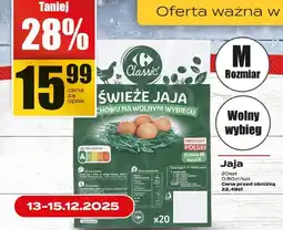 Supeco Jaja świeże z chowu na wolnym wybiegu rozmiar M 20szt Carrefour oferta