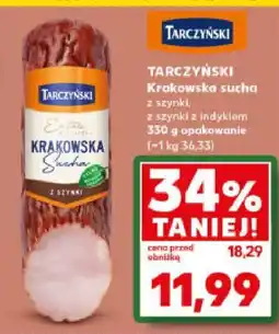 Kaufland Kiełbasa Krakowska sucha z szynki, z szynki z indykiem TARCZYŃSKI 330 g opakowanie Tarczyński oferta