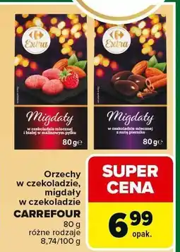 Carrefour Market Orzechy w czekoladzie, migdały w czekoladzie CARREFOUR 80g - różne rodzaje oferta