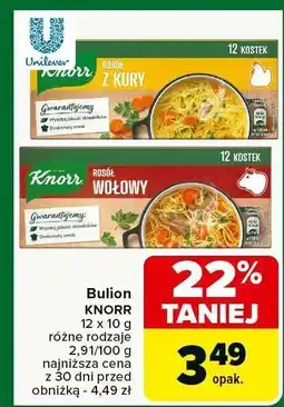 Carrefour Market Bulion KNORR różne rodzaje z kury, wołowy oferta