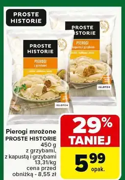Carrefour Pierogi mrożone PROSTE HISTORIE z grzybami, z kapustą i grzybami oferta