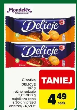 Carrefour Ciastka DELICJE różne rodzaje Mondelez oferta